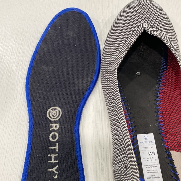 Rothy’s shale cherry red ribbon stripe ballet flats size 9 - Picture 13 of 14